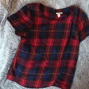 Silk, plaid blouse